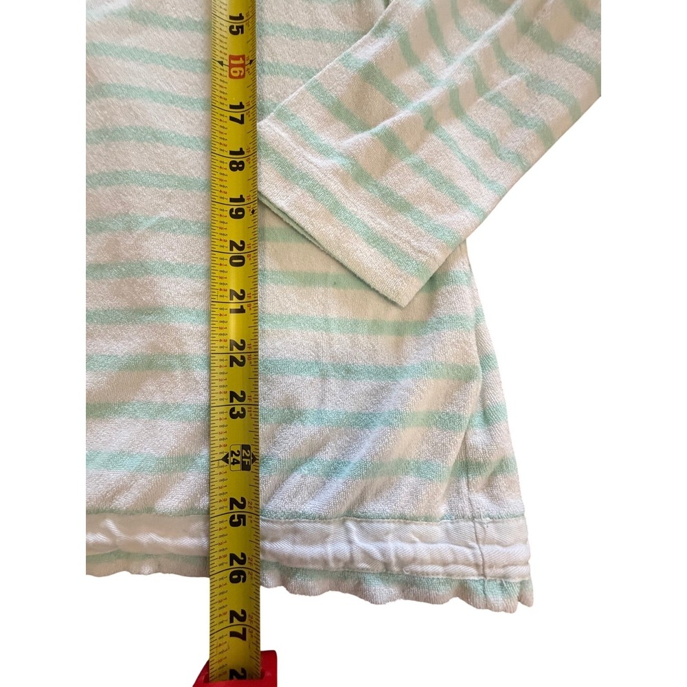 Vineyard Vines Terry Cloth Striped Top Mint Green White Tassel Hem Pullover M - Picture 3 of 9